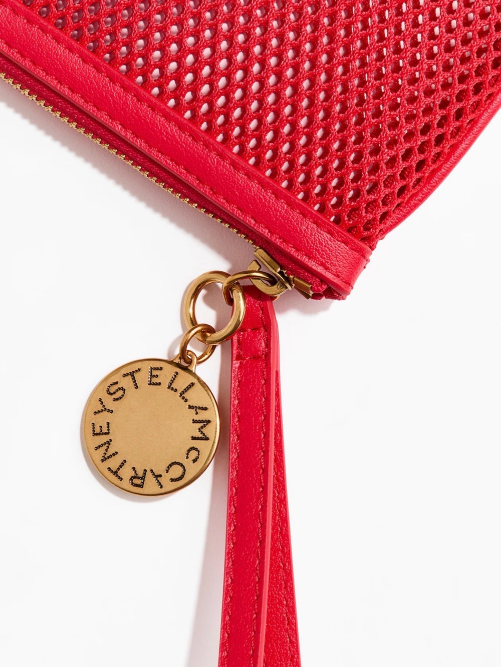 Stella McCartney Red Perforated Wristlet Pouch with Logo Medallion - Picture 3 of 7